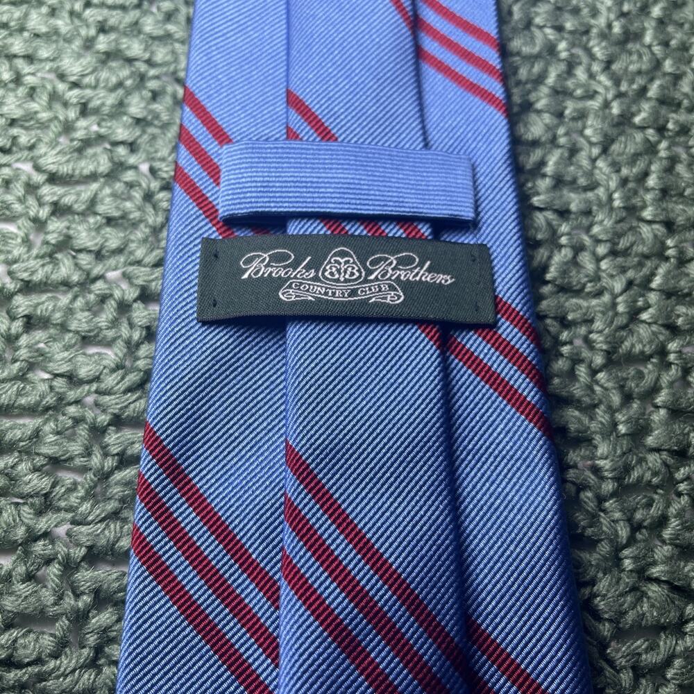 Brooks Brothers Pure Silk Country Club Woven England Hand Made USA Striped Tie
